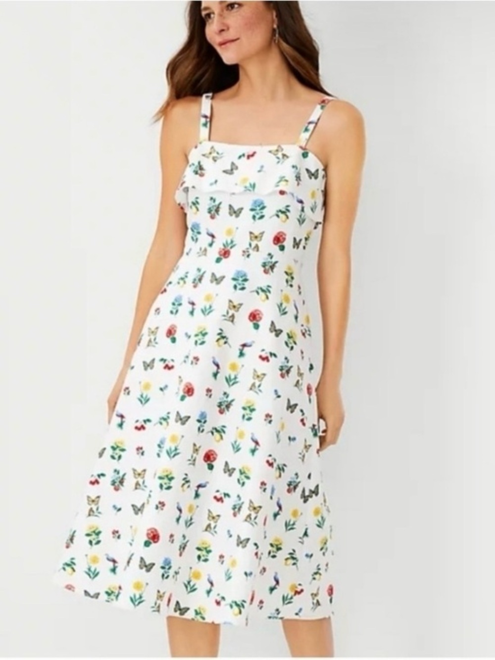 Ann‎ Taylor Botanical Midi Flare Dress Size 2 - Picture 2 of 11